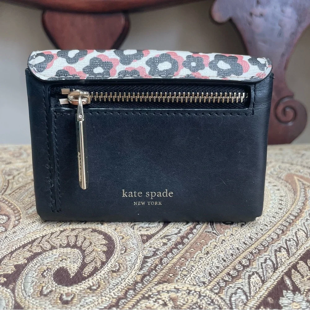 Kate Spade Spademals Gentle Panda Black Leather Cardholder Wallet Case Leather